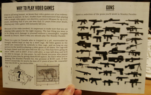 petridishee:The Stanley Parable IndieBox (2 / 3)Here’s the first half of the instruction manual that