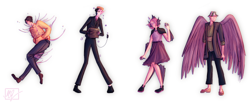 [image ID: a digital lineup of mcyt content creators from the dream smp, drawn as half-mob hybrids. 