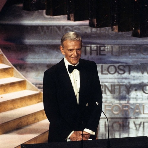 Fred Astaire presenting the award for Best Original Song (which went to “You Light Up My Life”) at t