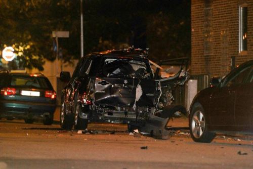 Helsingborg / Sweden the night of August 17, 2015 two young men blew up a car.