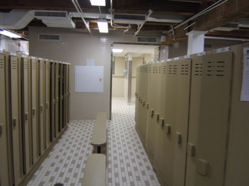 Men’s shower room at Pine Street Inn, a homeless shelter, in Boston, Massachusetts.