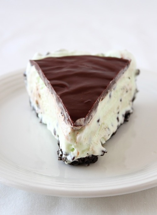 do-not-touch-my-food:  Mint Chocolate Chip Ice Cream Pie  fucking hell