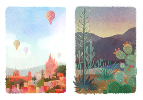 Two watercolors that I did for the backgrounds of my Save the Date and Wedding invitations for our w