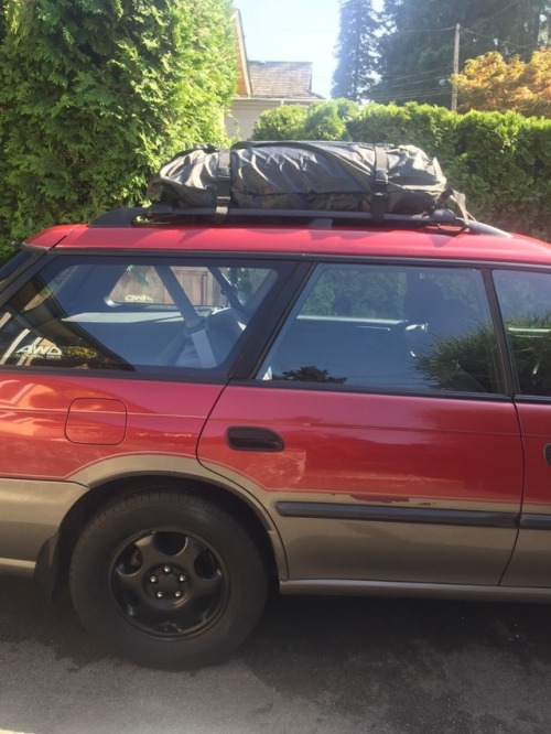 Got a roof bag, now all I need is dog of my own for the back.