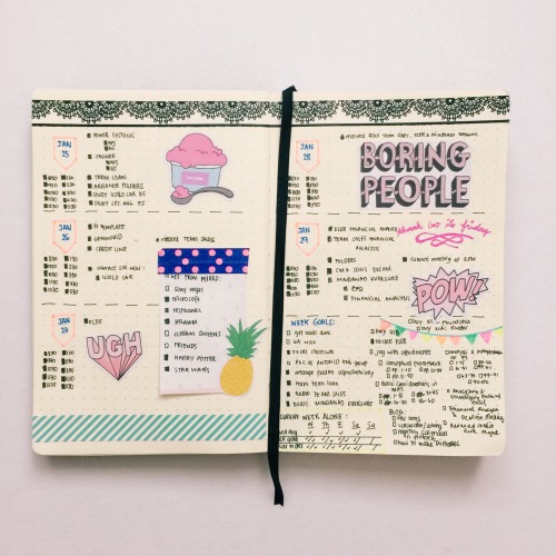 planner spread for January 25 - January 29, 2016 