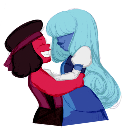 queen-of-delight:Old Ruby & Sapphire sketch~
