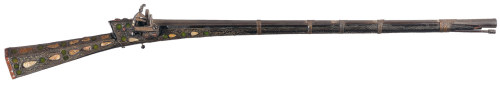 An ornate miquelet musket originating from Turkey, 19th century.