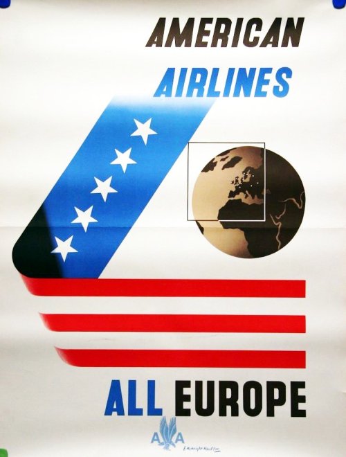 American Airlines Advertising - All EuropeArt by Edward McKnight Kauffer 