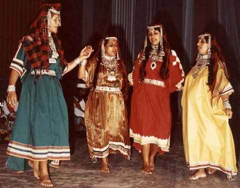 Jewish dancers in Israel from (left to right) southeastern Yemen, central Yemen, northern Yemen, Mor