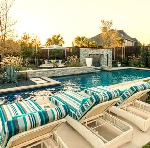Lap - Transitional PoolAn Illustration Of A Sizable Transitional Backyard Fountain With A Custom-shaped