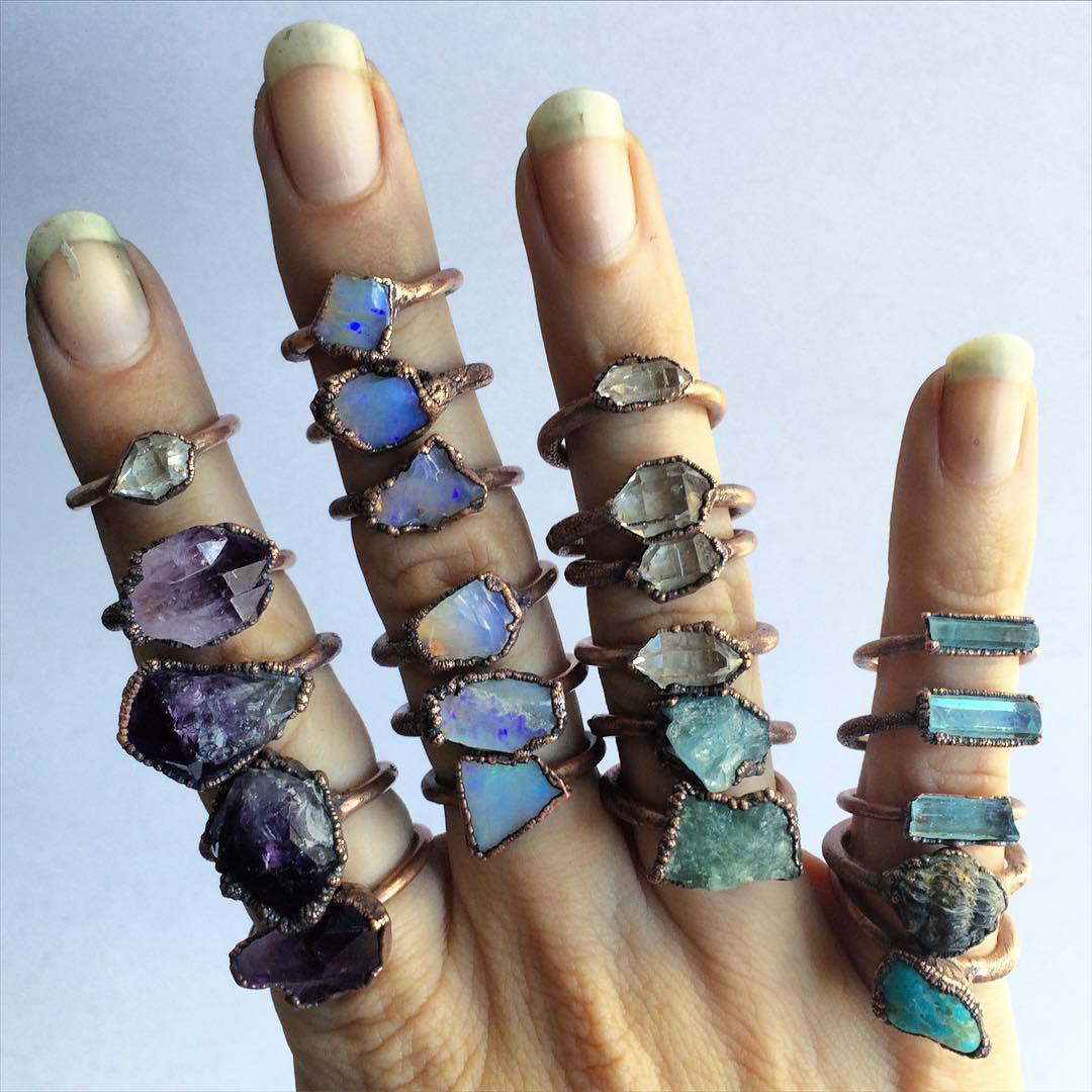 culturenlifestyle:Exquisite Raw Crystal and Electroformed Mineral Rings by Jessica