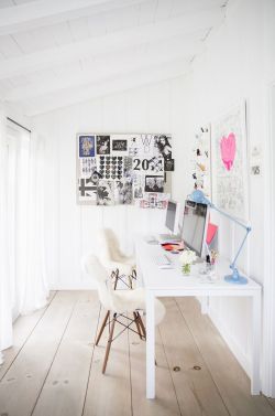 myidealhome:  light &amp; luminous workspace for two (via At Home With Anne Ziegler - A Beautiful Mess, ph. Brittany Ambridge) 