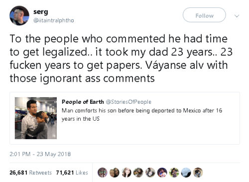 miyajimosachi: gahdamnpunk: People really think it’s an easy process. It’s hella expensive too Also some folks who are getting deported DO have proper documentation but this administration doesn’t care. Their aim wasn’t to enforce proper immigration