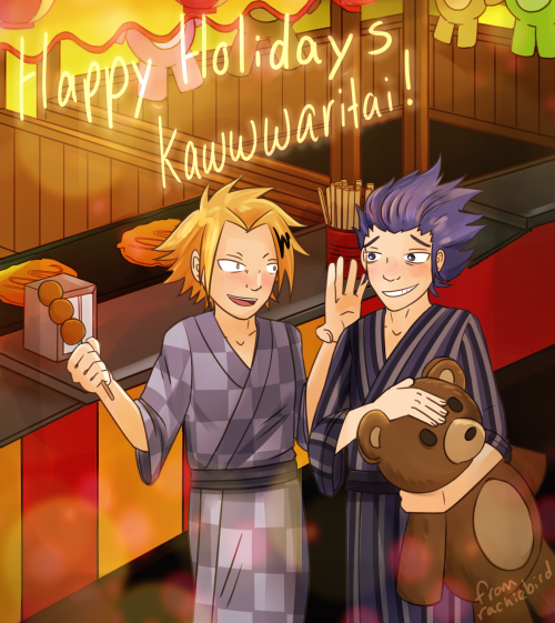 This is the My Holiday Academia exchange gift I did for kawwwaritai over on Ao3. A Kamishin festival