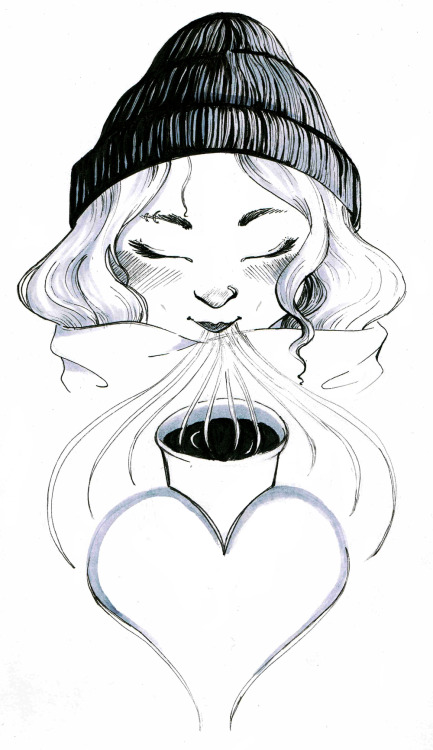 Inktober Day 1Fuzzy hats, comfy sweaters &amp; hot, hot coffee. Bring on the chilly weather, I&r
