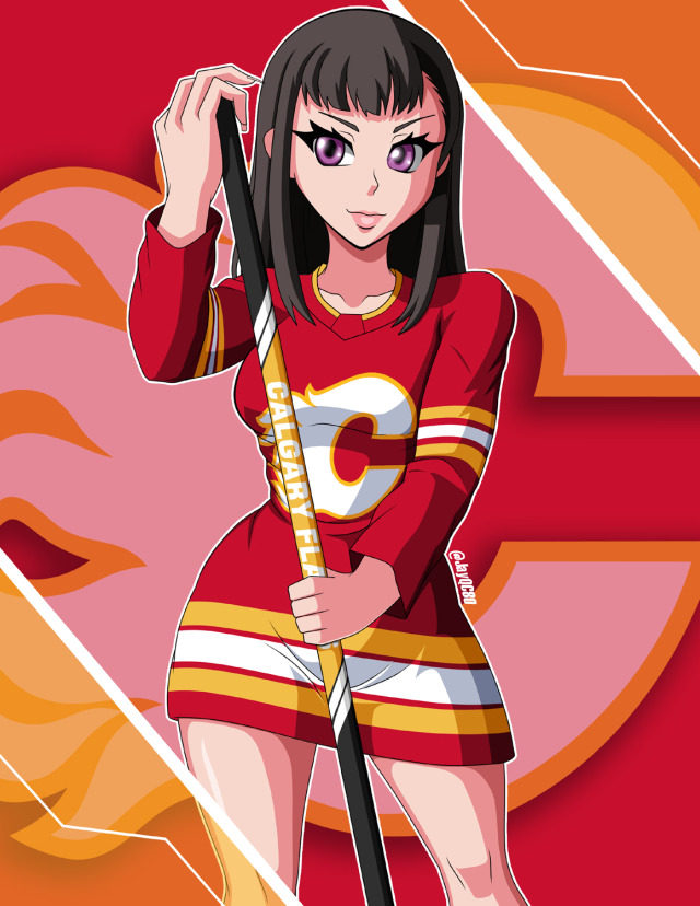 Maki Oze (Fire Force) with Calgary Flames gear. Thanks for stopping by, if you like what you see here, please reblog, and spread the love! I’d really appreciate it! 