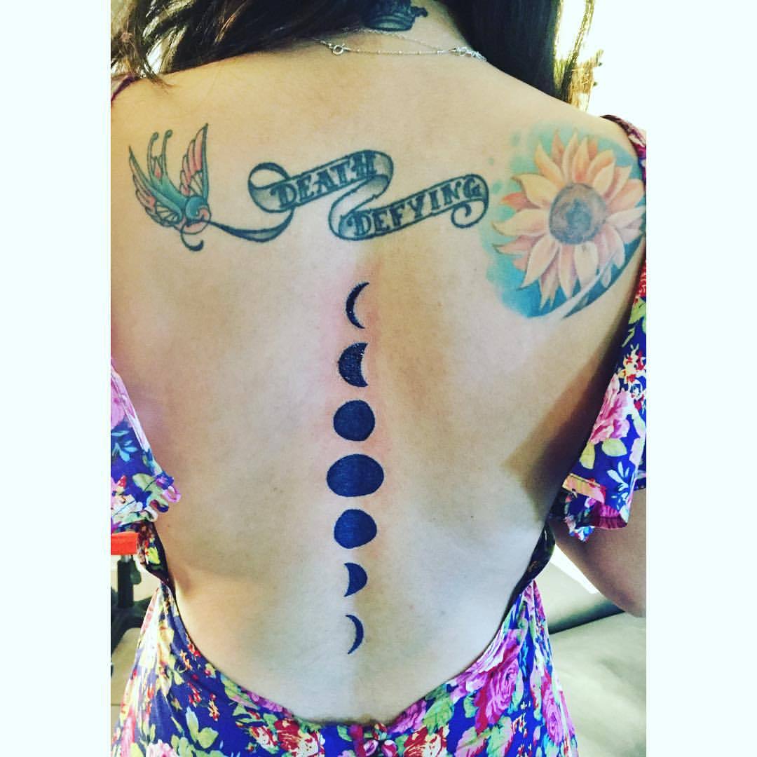 Phases of the Moon Watercolor Back Piece