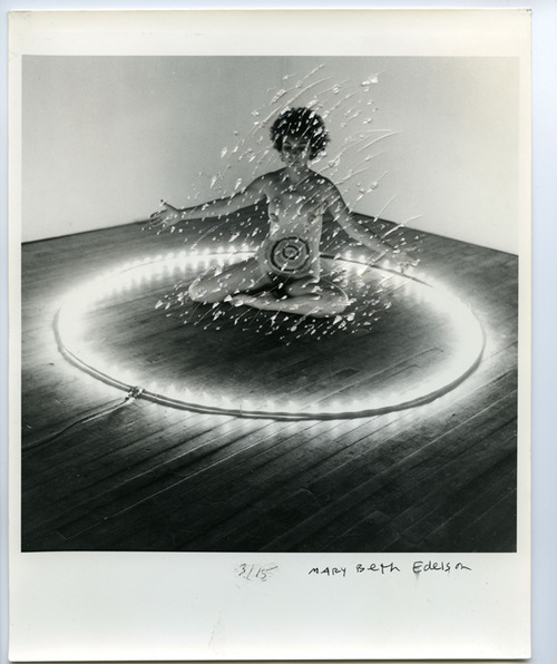 goingline:  Mary Beth Edelson- Dematerializing in Fire Ring, 1975