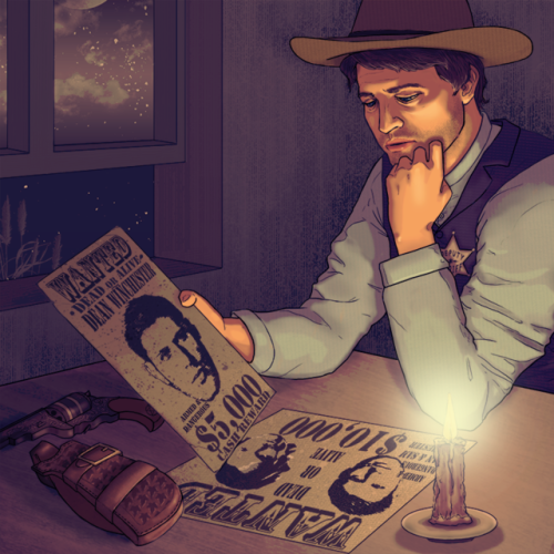 My Western AU art for this year’s Dean/Cas Reverse Bang, in which I partnered with @violue. It was a