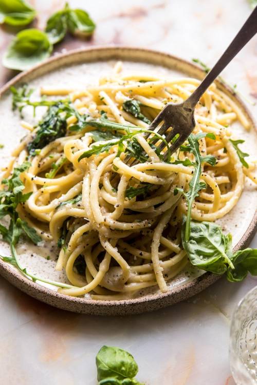 Cacio e Pepe with Arugula and Lemon