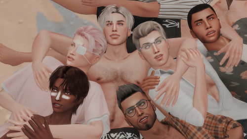 bunch of male sims chilling at the beach
