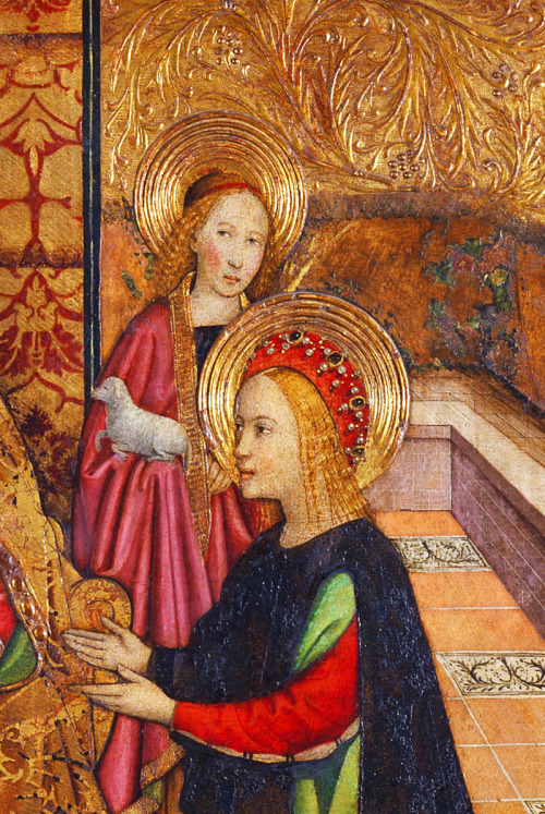 jaded-mandarin: Jaume Huguet. Detail from Virgin and Saints, 1460.