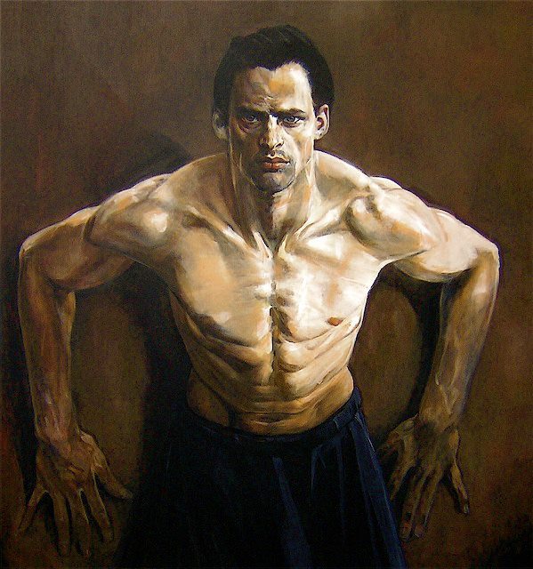 enchantemoimerlin:    Jean-Noël Lavesvre   Homme adossé  Acrylique sur toile -