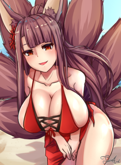 joosiart:  a draw i randomly did because i felt like drawing big tiddie she’s Akagi from azur lane