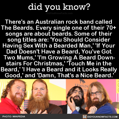 did-you-kno:  There’s an Australian rock band called  The Beards. Every single