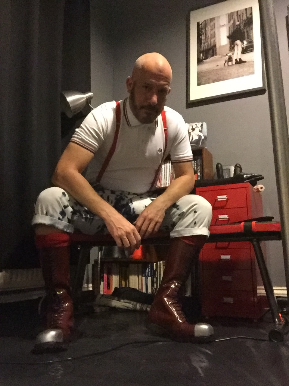ffistthepup:  Ffist the pup showing off his new boots that his Boss bought him for