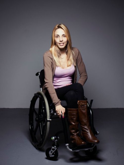 Beautiful paraplegic women with boots on.