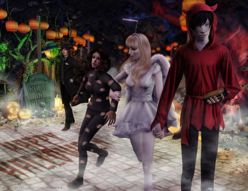 vampireacademysims:!!Happy Halloween!!Here, have some Rose, Dimitri, Lissa and Christian splash insp