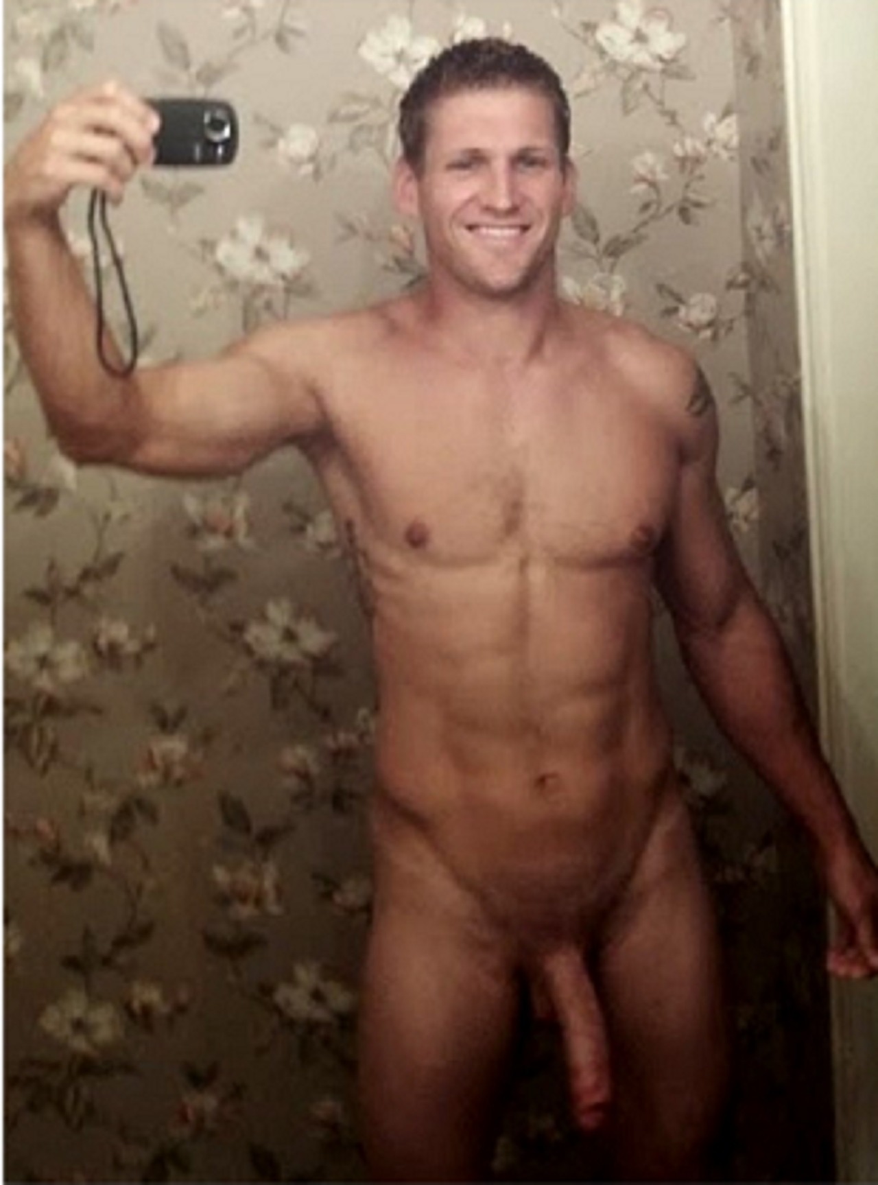 jackwood73:  Horny Military man goes nude and shows his cock