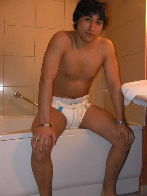 nappiesandchains:  Thomas is being a good boy. He has put his nappy on himself ready