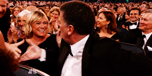  Mark Gatiss congratulating Steven Moffat on his Emmy win 