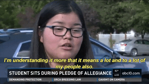 Student's grades lowered for sitting during Pledge of Allegiance