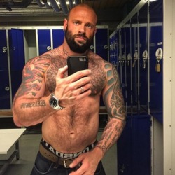 wrestlehead:  Jimbo, James Mordaunt In various stage of dress and tatt.  Handsome, awesome ink work, great pecs my kind of man - WOOF