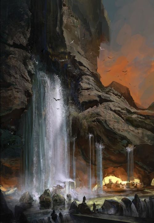 fantasy-art-engine:  Sunset Falls by Sona Sargsyan 
