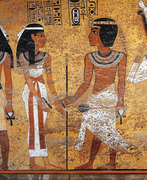 Valley of the Kings, Tutankhamen’s Tomb, Details fromfrescos representing Tutankhamun in front