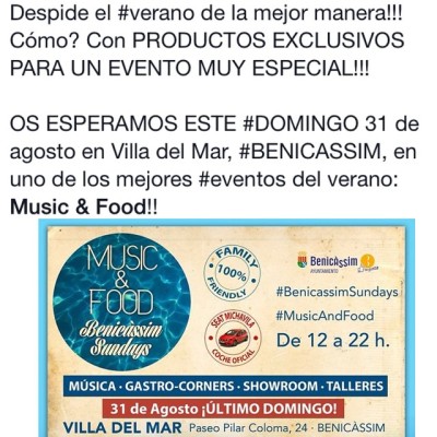 Último #domingo! Despide el #verano de la mejor manera!!! Cómo? Con productos #exclusivos para este evento! No te lo pierdas! #musicandfood #benicassim @villa_del_mar #despideelverano #byesummer #summer #sunday #market #love #happymoments...