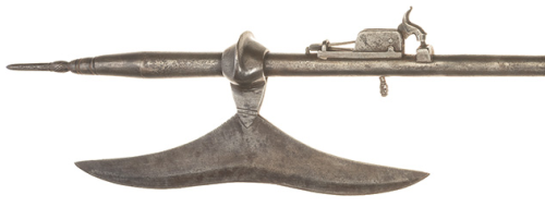 A combination polearm and percussion musket originating from India, 19th century.