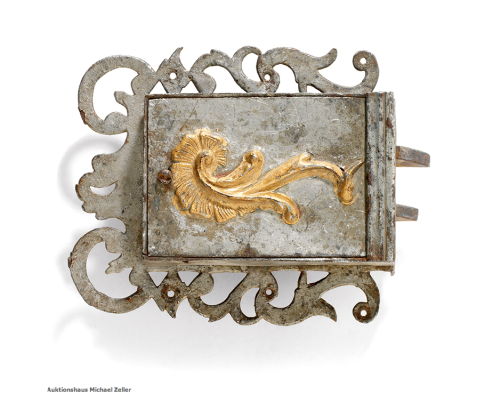 Iron locks for furniture, 1 Late Gothic, 1500. 2 Renaissance 16th century, 3 Baroque, mid 18th centu