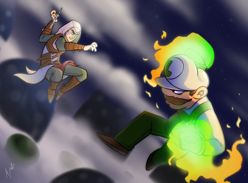 Altair vs Luigi, two of my favourite characters.I thought I’d draw a series of crossovers. Thi