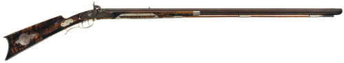 A silver mounted half stocked percussion long rifle marked “Joseph Gulcher”, mid 19th ce