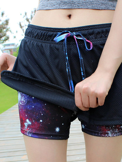 romanticandsadone: Breathable Pretend Two-pieces Sports Shorts ✧Your first order can get 20% OFF on 