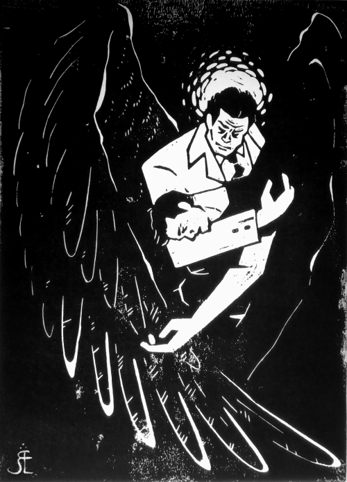  “I’m the one who gripped you tight and raised you from perdition.”New linocut! The by-hand pr