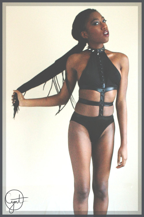 CyntDelore: Black One Piece with Spikes, Monokini, Studded Swimsuit, Alternative Clothing Cynt D&nbs