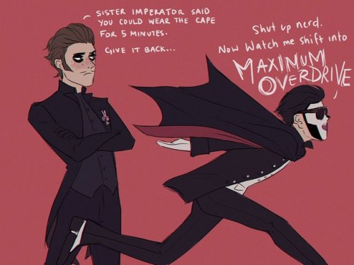 ghoulknightie:Don’t ever give Emeritus the cape again