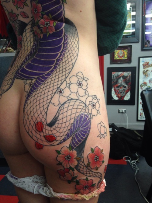 gothneko:  Worked on my back tattoo for 5 hours last night! Faaaack. Feeling it today!