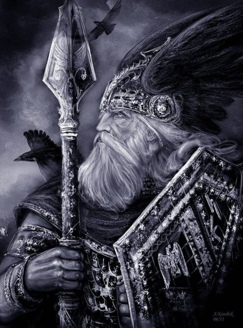 Odin, the foremost among the Aesir, carries the spear Gungnir. The spear was one of several gifts fo